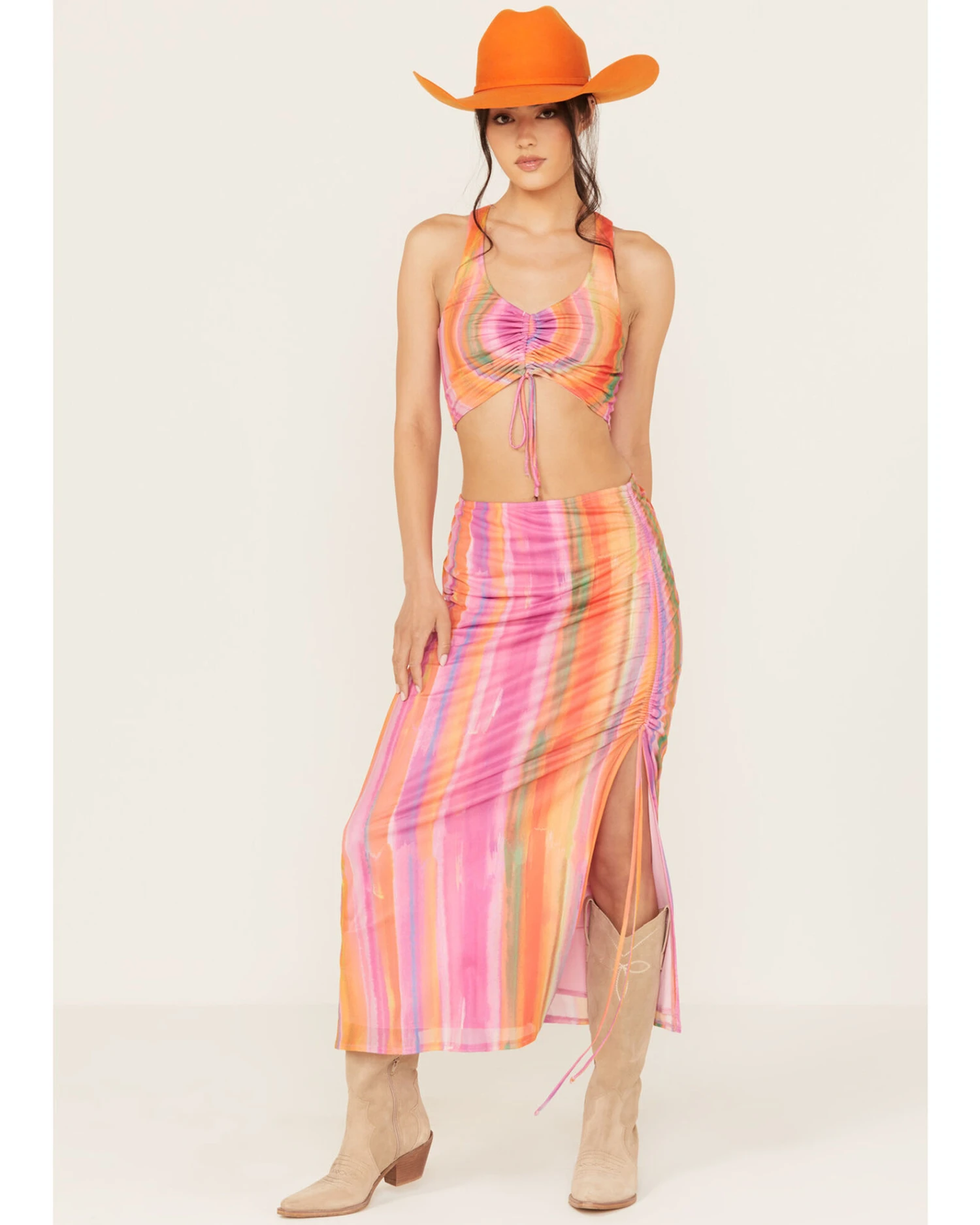 Show Me Your Mumu Women's Dazy Mesh Striped Midi Skirt - Image 3
