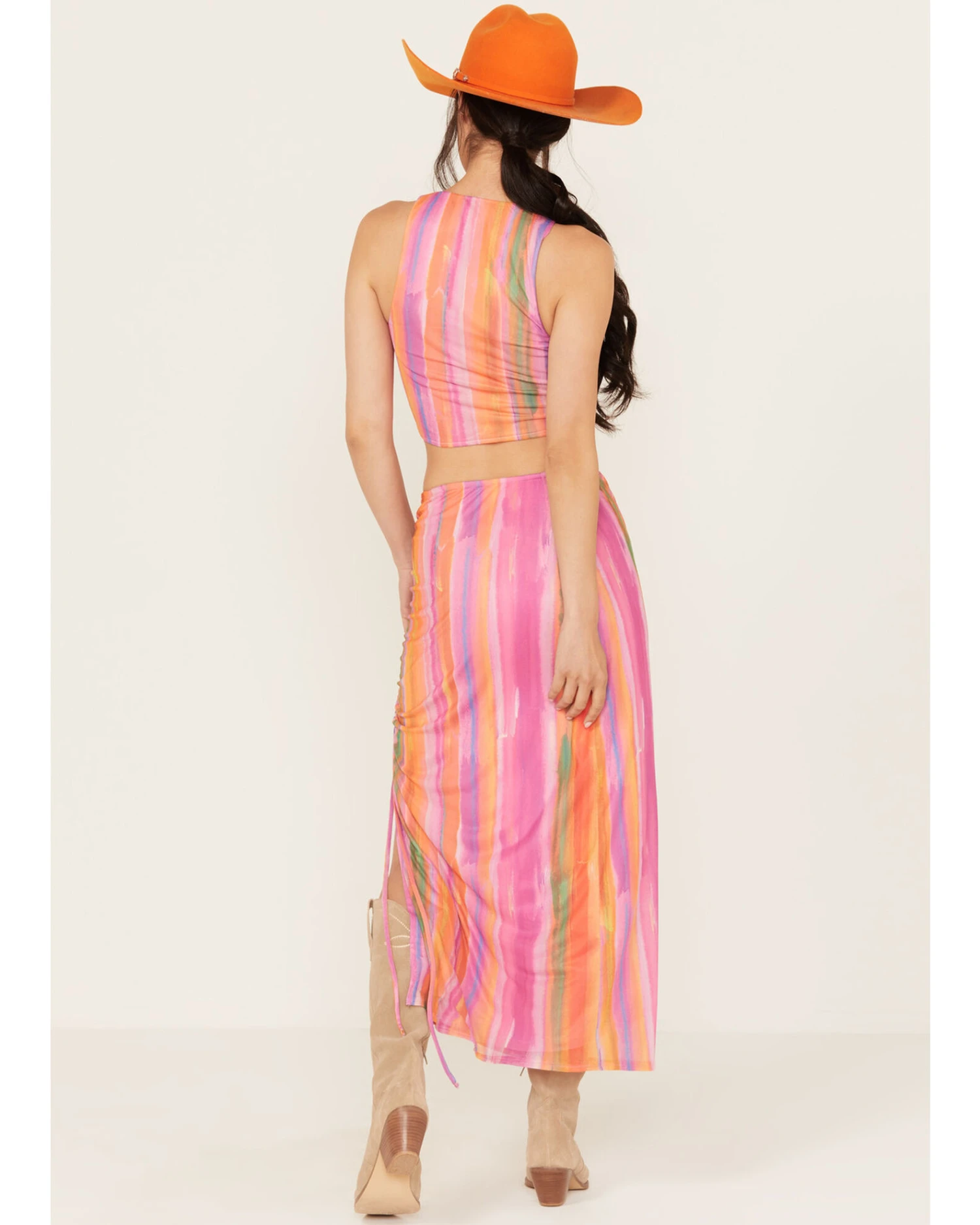 Show Me Your Mumu Women's Dazy Mesh Striped Midi Skirt