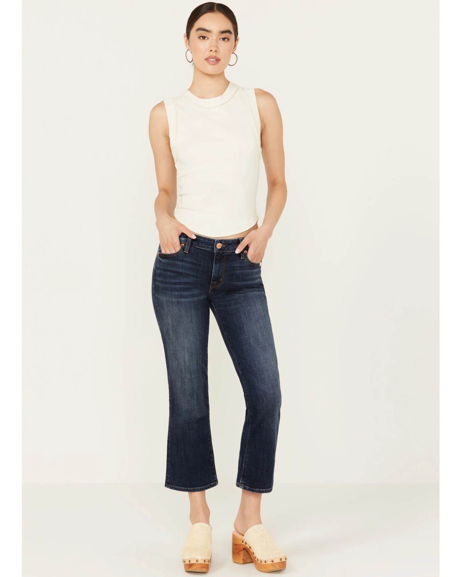 Mia And Moss Women's Spellbound Dark Wash Mid Rise Kick Flare Stretch Jeans - Image 3