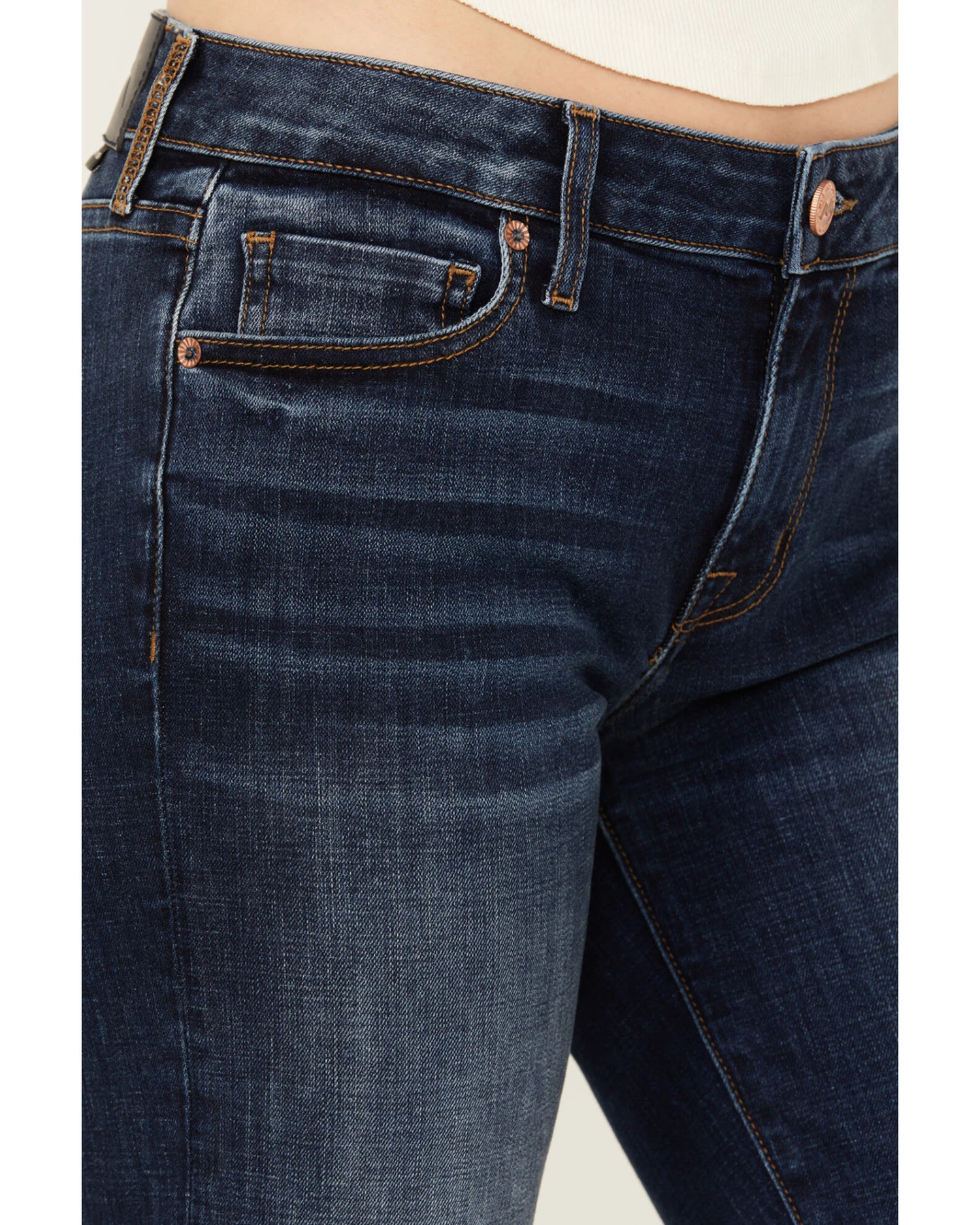 Mia And Moss Women's Spellbound Dark Wash Mid Rise Kick Flare Stretch Jeans - Image 4