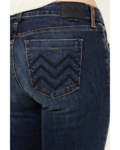 Mia And Moss Women's Spellbound Dark Wash Mid Rise Kick Flare Stretch Jeans