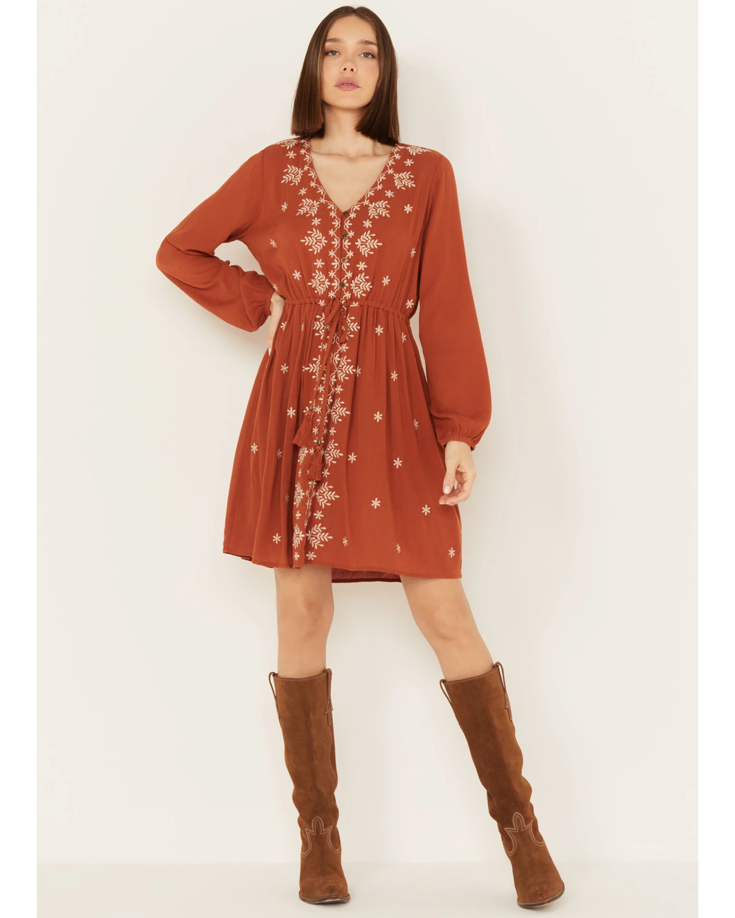 Jolt Women's Embroidered Long Sleeve Dress - Image 4