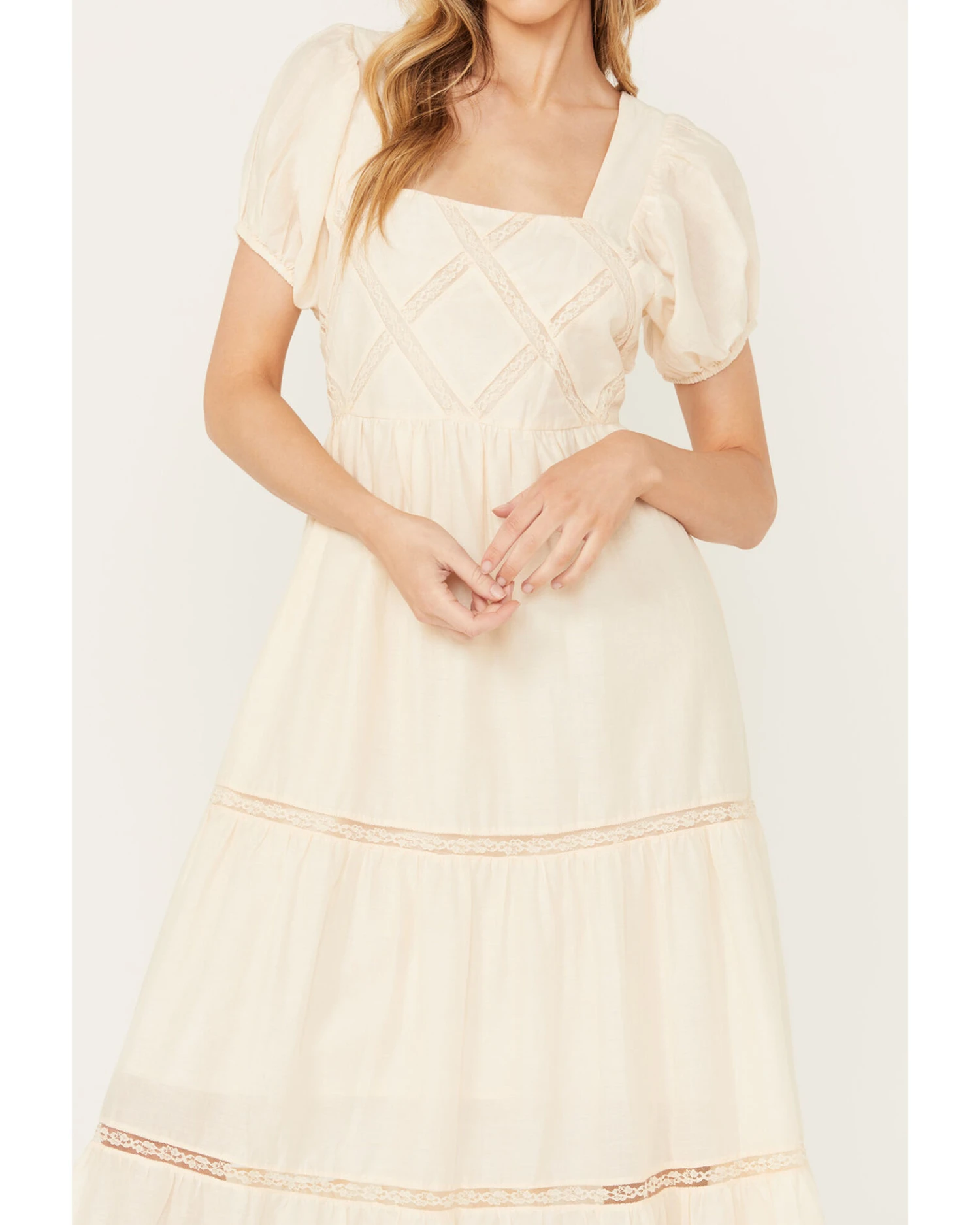 Band Of The Free Women's Crochet Trim Front Maxi Dress