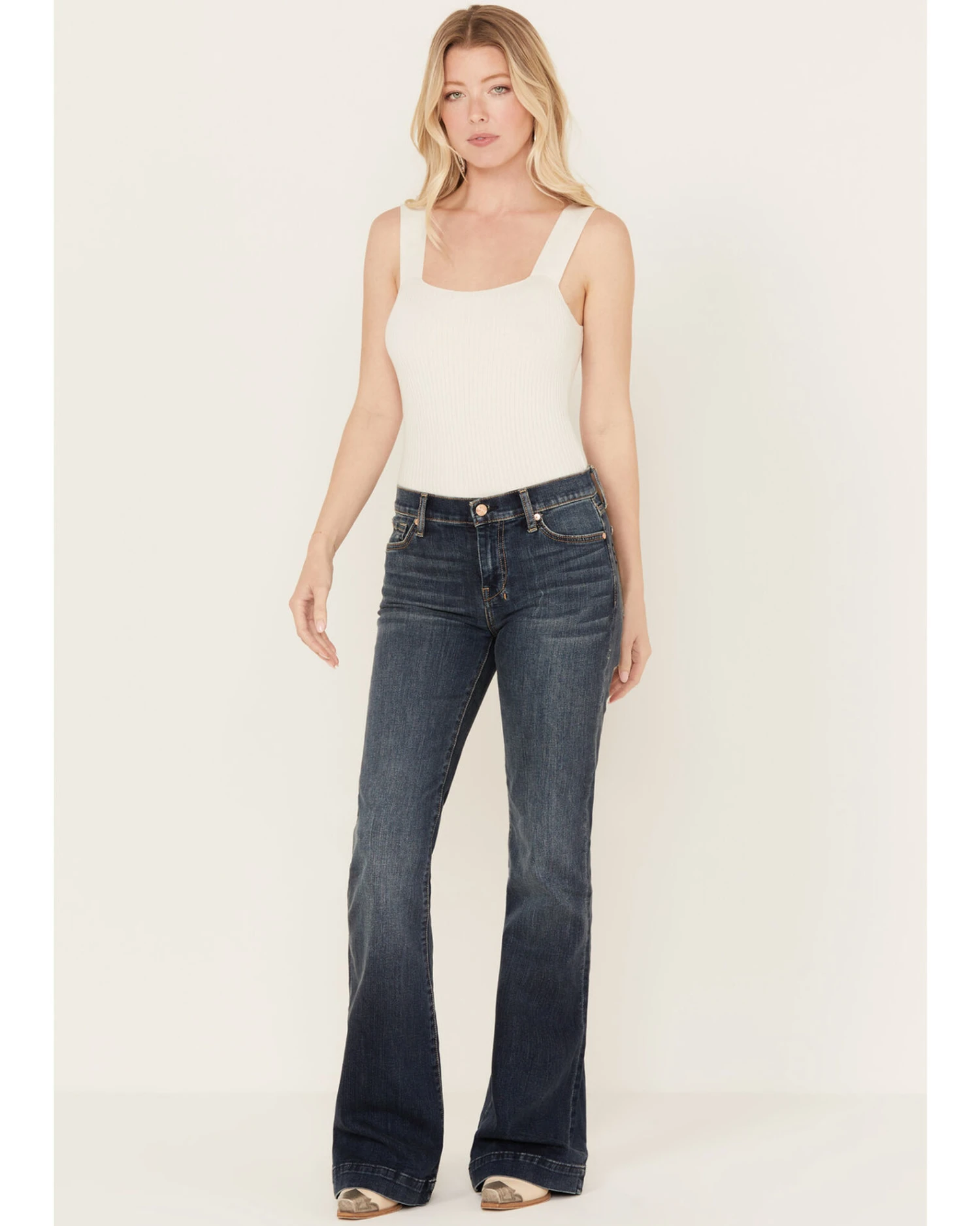 7 For All Mankind Women's Bairfate Dark Wash Mid Rise Dojo Jeans - Image 2