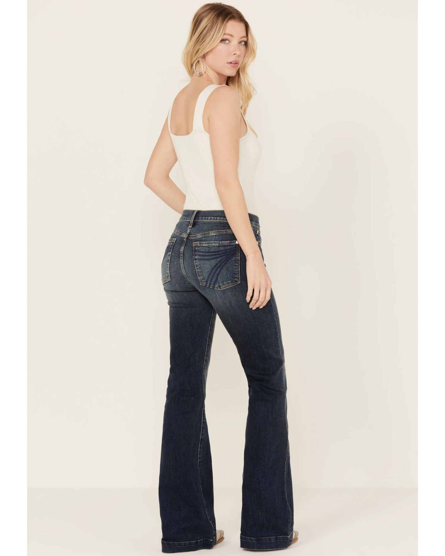 7 For All Mankind Women's Bairfate Dark Wash Mid Rise Dojo Jeans - Image 3