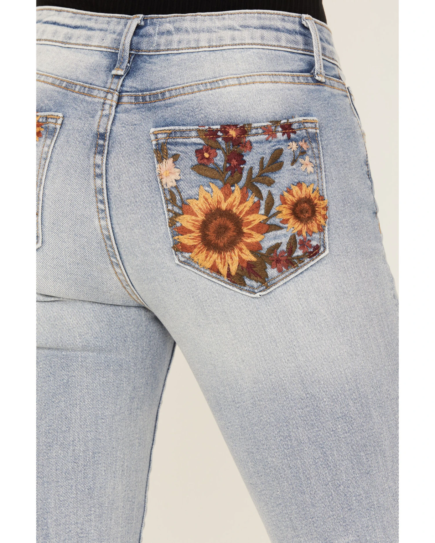 Driftwood Women's Light Wash High Rise Falling Sunflower Flare Jeans - Image 3