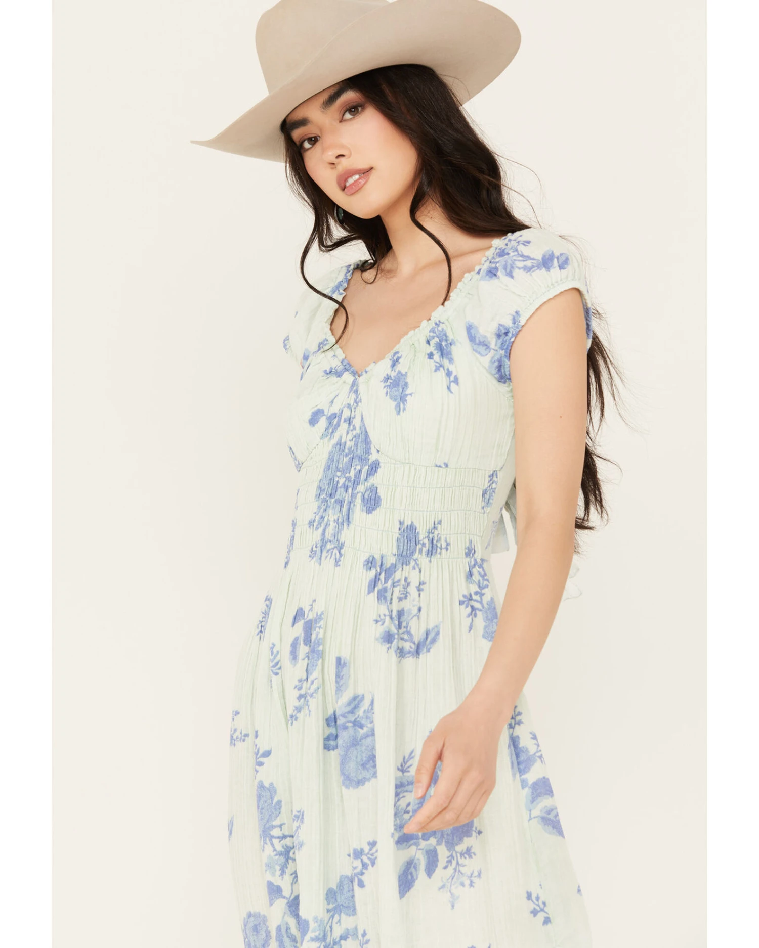 Free People Women's Floral Forget Me Not Midi Dress - Image 3