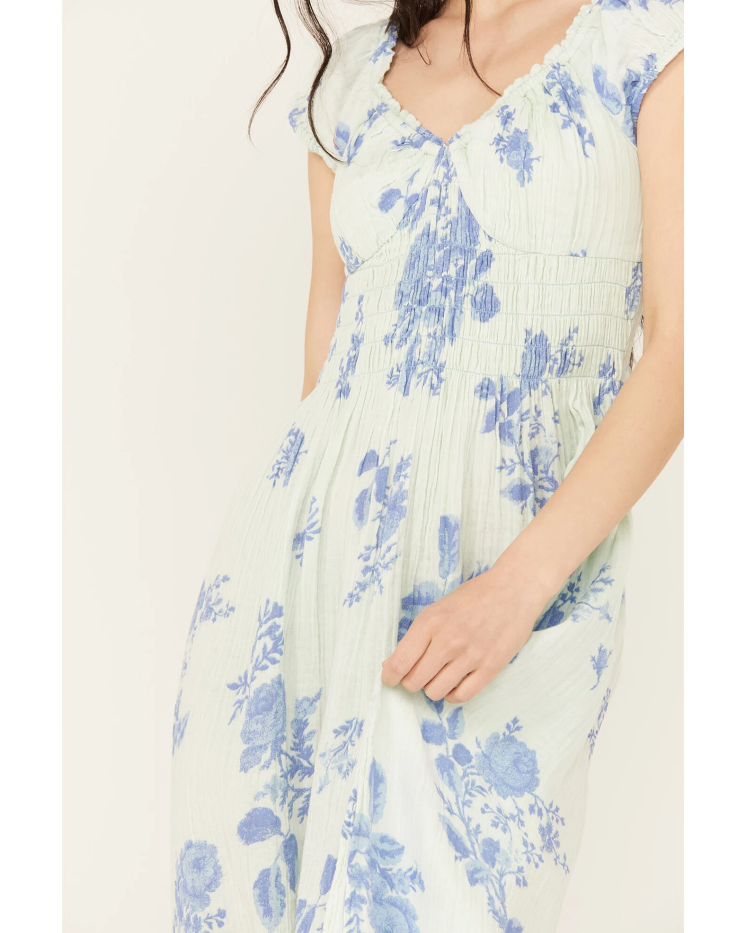 Free People Women's Floral Forget Me Not Midi Dress - Image 4