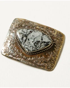 Paige Wallace Women's White Buffalo Turquoise Flower Buckle