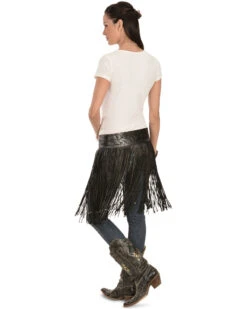 Kobler Leather Women's Hand-Tooled Beaded Fringe Belt