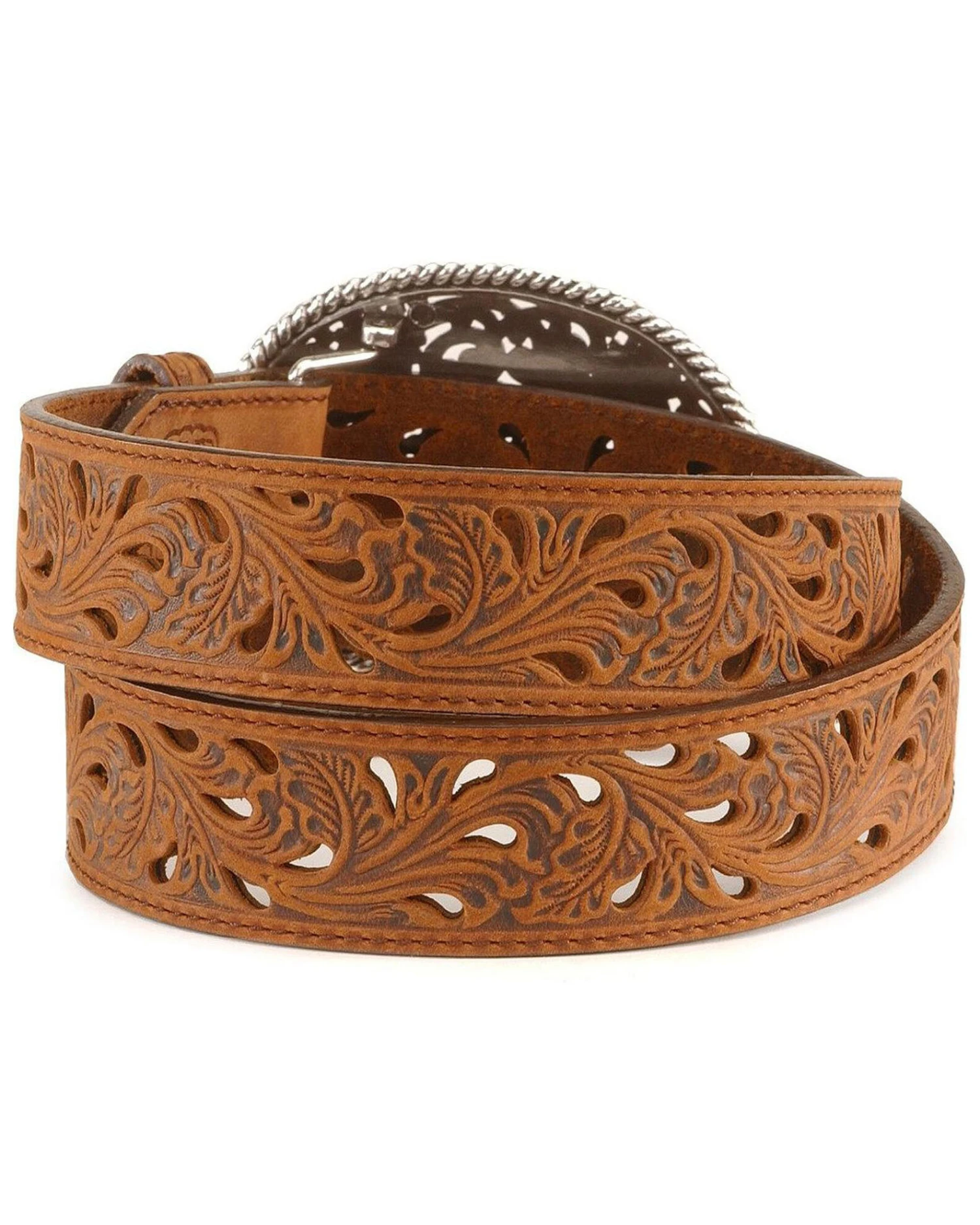 Tony Lama Floral Cutout Leather Belt - Image 4