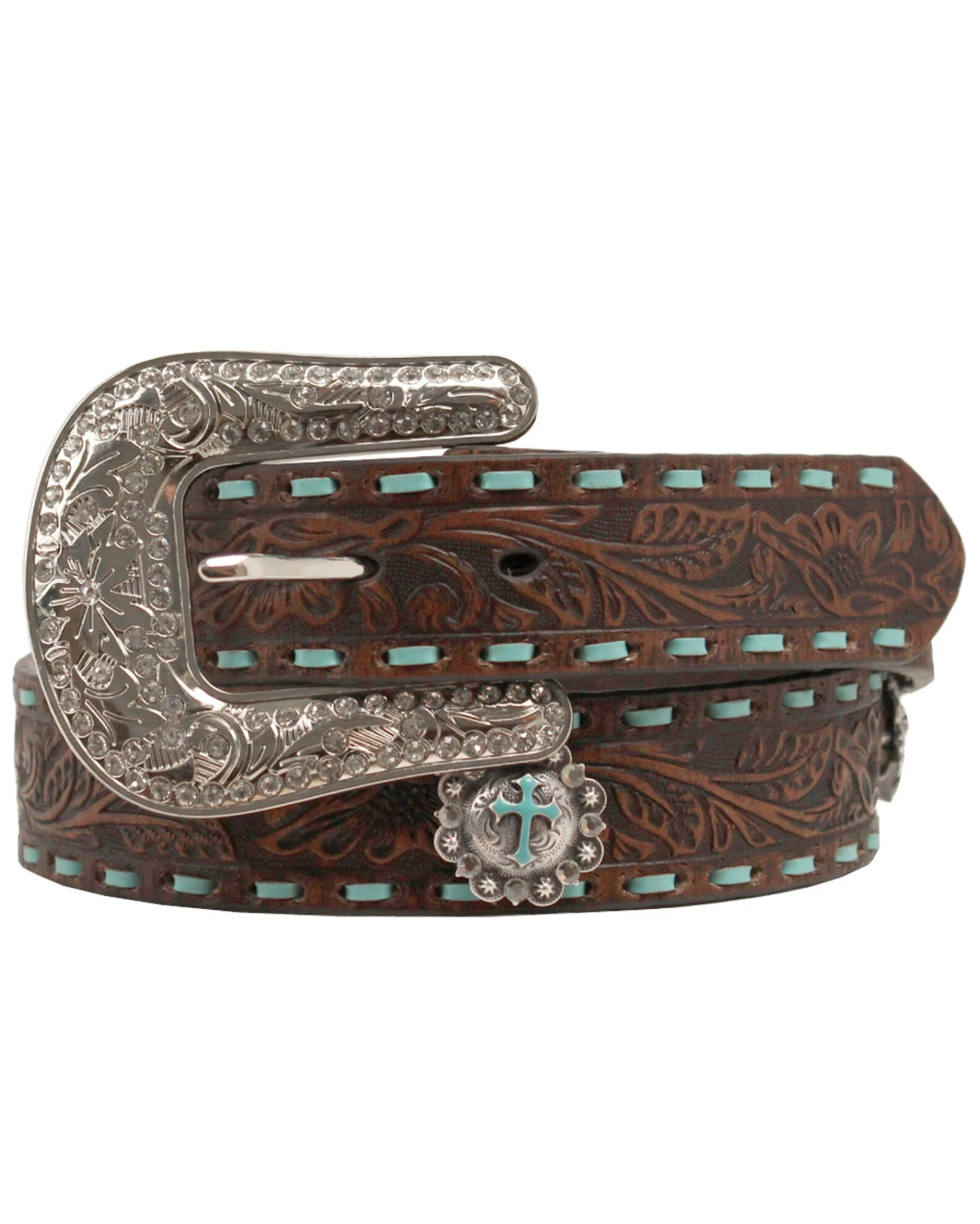 Nocona Embellished Turquoise Cross Concho Belt - Image 2
