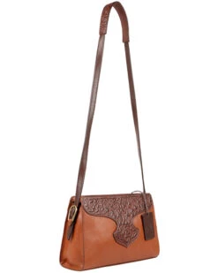 Scully Women's Leather Tooled Overlay Handbag