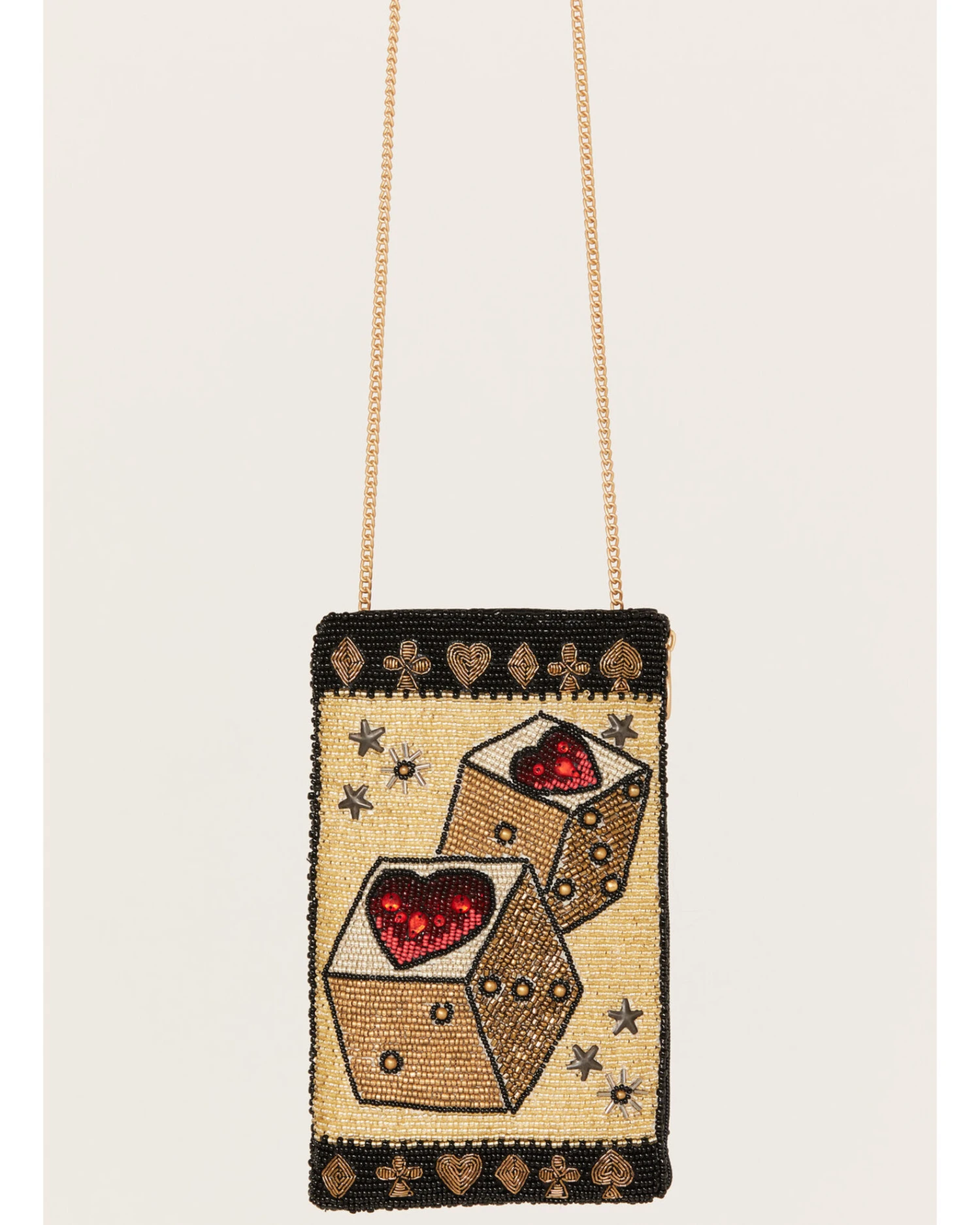 Mary Frances Roll The Dice Gold Beaded Crossbody Phone Bag - Image 2