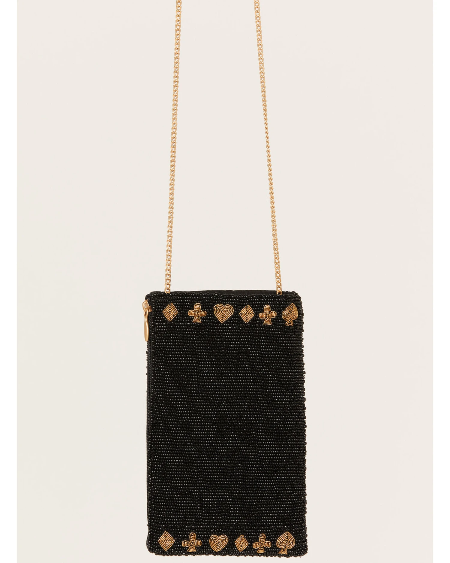 Mary Frances Roll The Dice Gold Beaded Crossbody Phone Bag