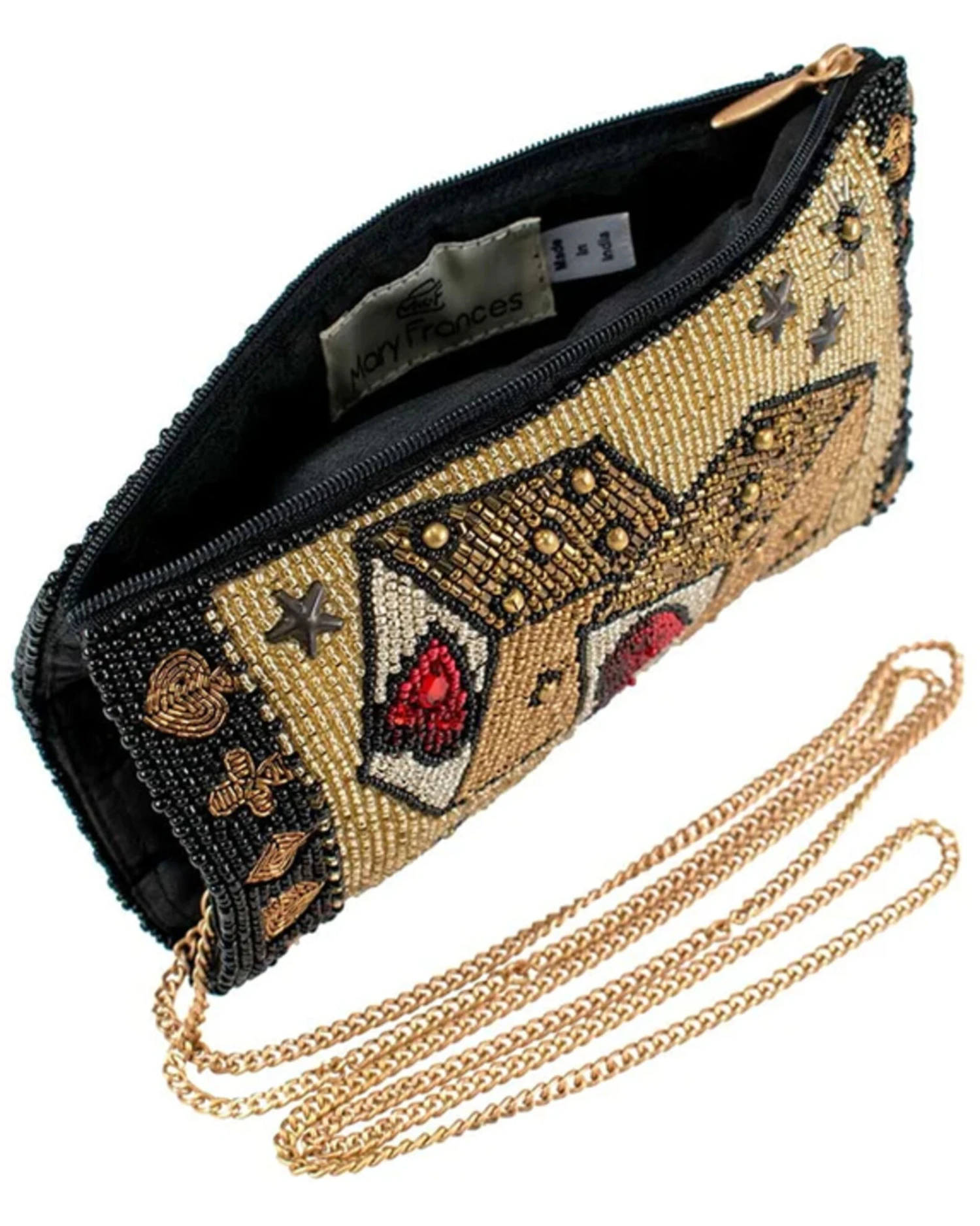 Mary Frances Roll The Dice Gold Beaded Crossbody Phone Bag - Image 3