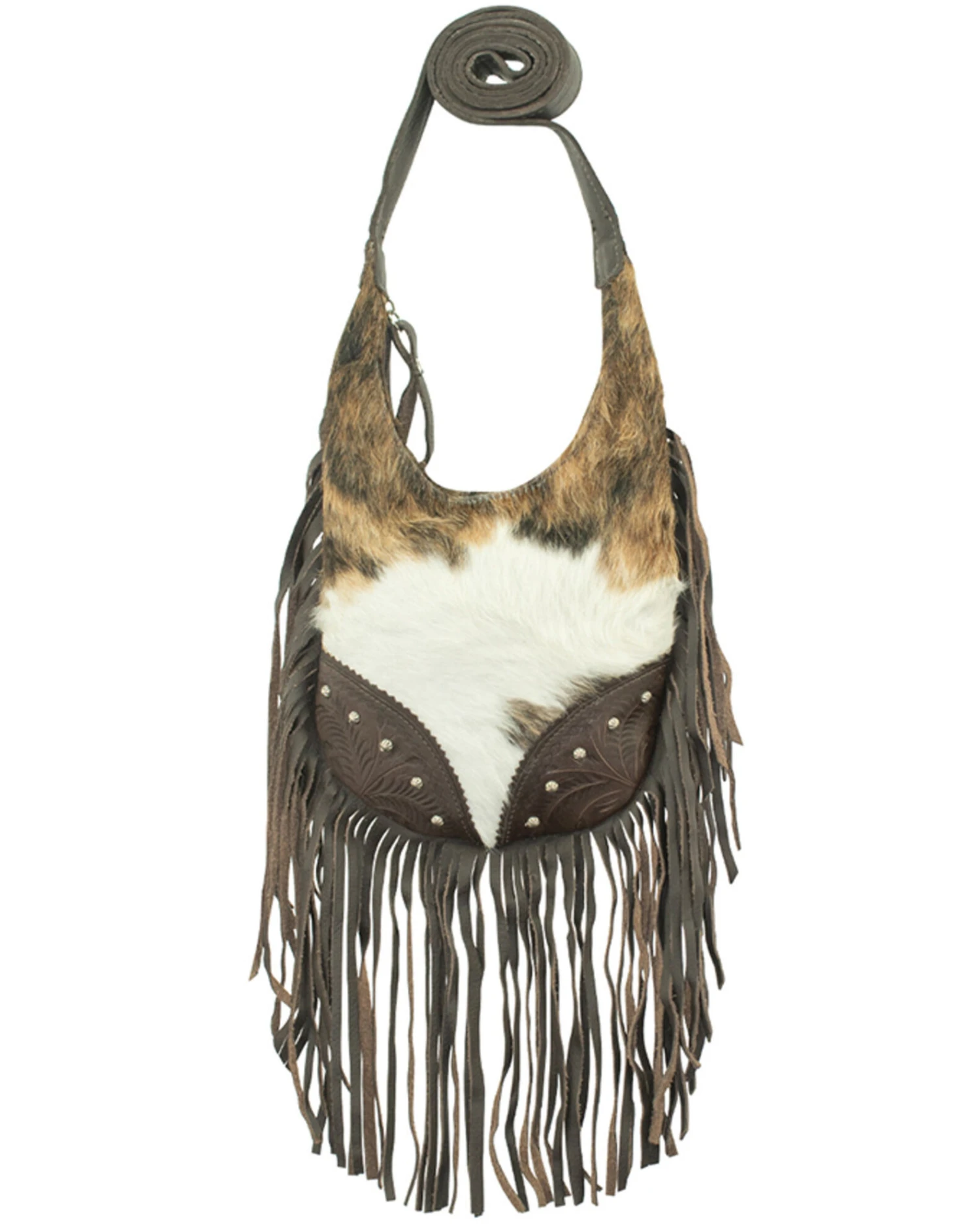 American West Women's Pony Hair-On Studded Fringe Crossbody - Image 2