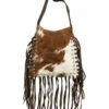 American West Women's Pony Hair-On Studded Fringe Crossbody Messenger